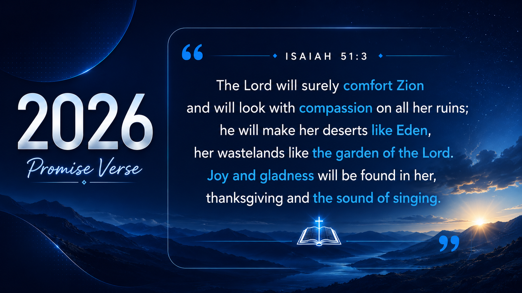 2026 Promise Verse - Isaiah 51:3 in English